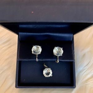 Judy Lee rhinestone clip earrings and pendant